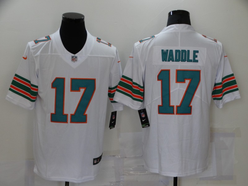 Men Miami Dolphins #17 Waddle White Nike Vapor Untouchable Limited 2021 NFL Jerseys->nfl hats->Sports Caps